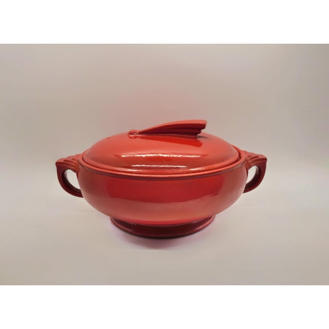 Vintage Red Hall Pottery Art Deco Sundial Covered Casserole Dish For Sale - Image 4 of 16