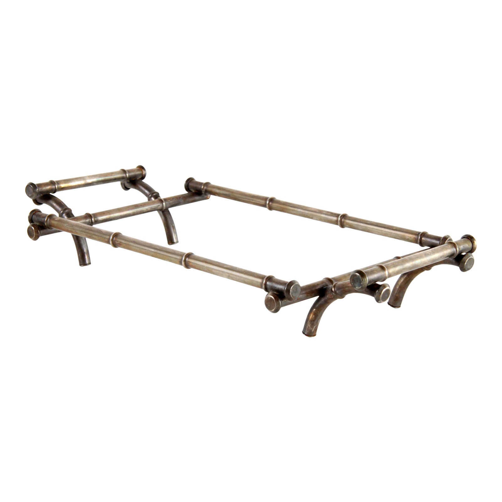 Vintage Silver Plated Faux Bamboo Hot Plate / Serving Tray Stand