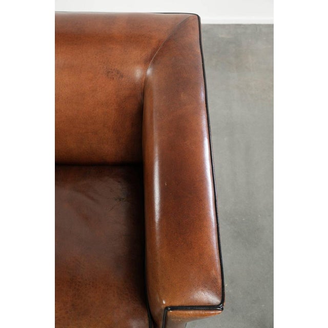 Brown Art Deco Club Chair in Sheepskin Leather For Sale - Image 8 of 13