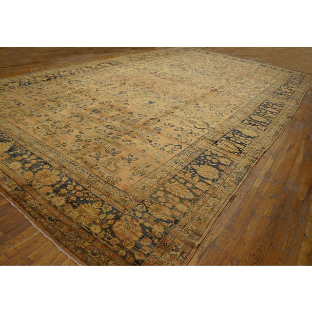 1920s Antique Sarouk Mohajeran Large Oversized Big Rug Wool Coral For Sale - Image 11 of 15