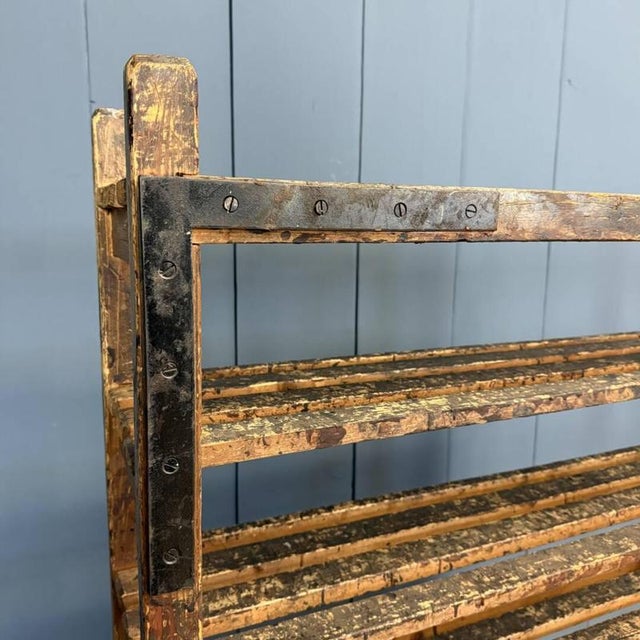 Wooden Workshop Rack with Cast Iron Wheels For Sale - Image 13 of 18