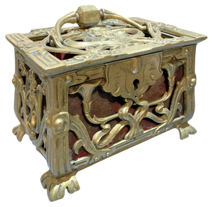 19th Century French Art Nouveau Pierced Gilt Bronze Jewelry Box
