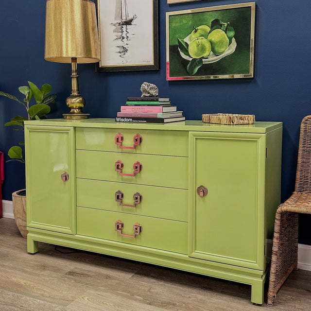 Landstrom Furniture chinoiserie buffet features our stunning high-gloss lacquer finish that transforms your living space...