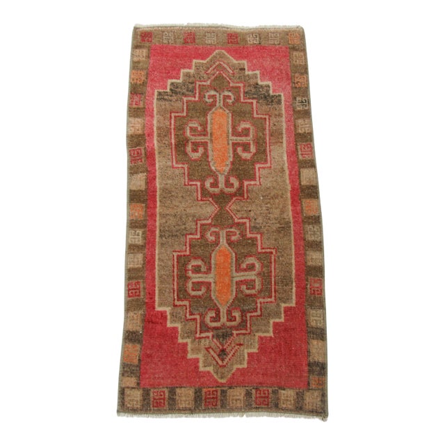 Wool Turkish Vintage Mini Rug For Sale