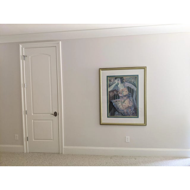 Vintage Impressionist Female Portrait Serigraph Signed For Sale - Image 4 of 9