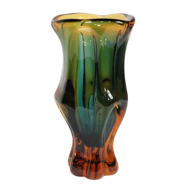 Mid Century Bohemian Art Glass Vase by Josek Hospodka for Chribska C. 1960's For Sale - Image 9 of 12