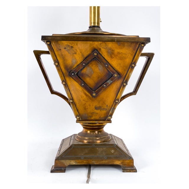 Metal Antique Bradley & Hubbard Arts & Craft Style Brass and Copper Table Lamp For Sale - Image 7 of 9