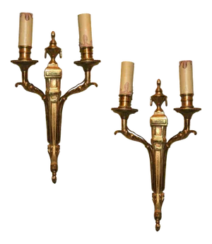 Pair of French 1940s Gilt Bronze Sconces