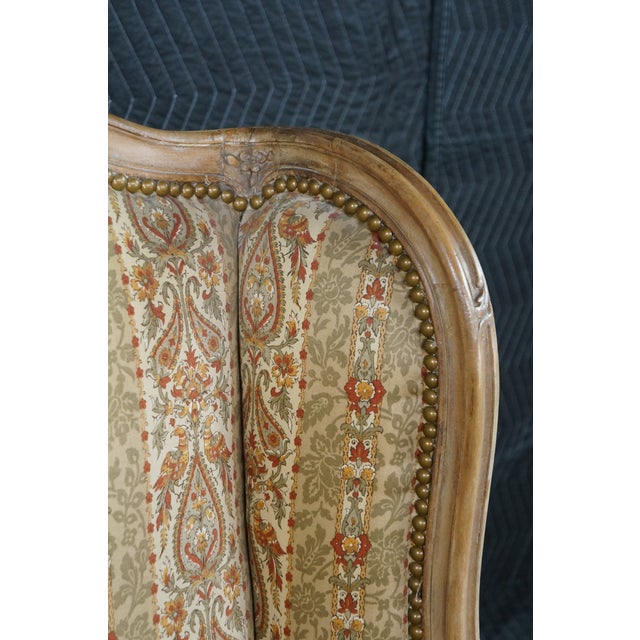Yellow Vintage French Louis XVI Style Walnut Bergère Wingback Library Reading Chair For Sale - Image 8 of 18