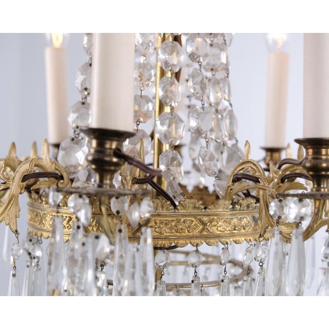 Gold French Antique Crystal and Gilt Bronze 10-Light Chandelier, 1890s For Sale - Image 8 of 11