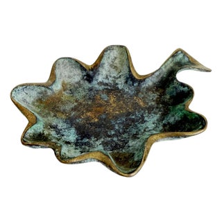 1950s Brass Verdigris Biomorphic Ashtray For Sale