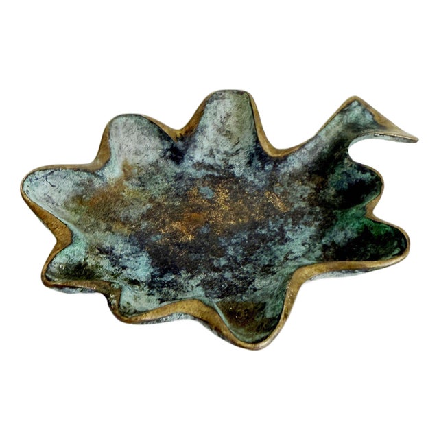 1950s Brass Verdigris Biomorphic Ashtray For Sale