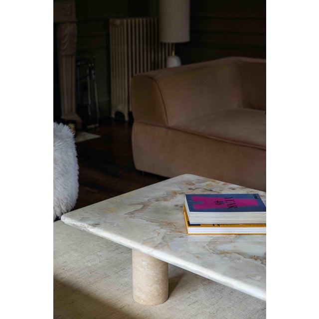 Cream Anïa Coffee Table in Onyx and Travertine by Manifeste For Sale - Image 8 of 14