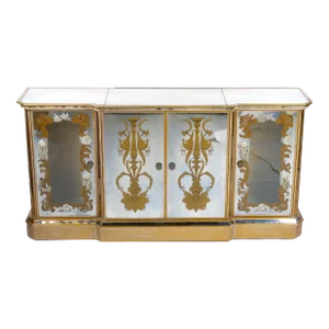 Hollywood Regency Mirrored Eglomise Bar / Credenza / Server