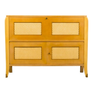 1930s French Art Deco Blond Lacquer Bar Cabinet For Sale