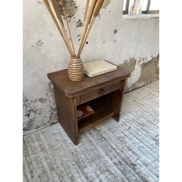 Vintage Brutalist Bedside Table in Elm, 1970s For Sale - Image 13 of 18