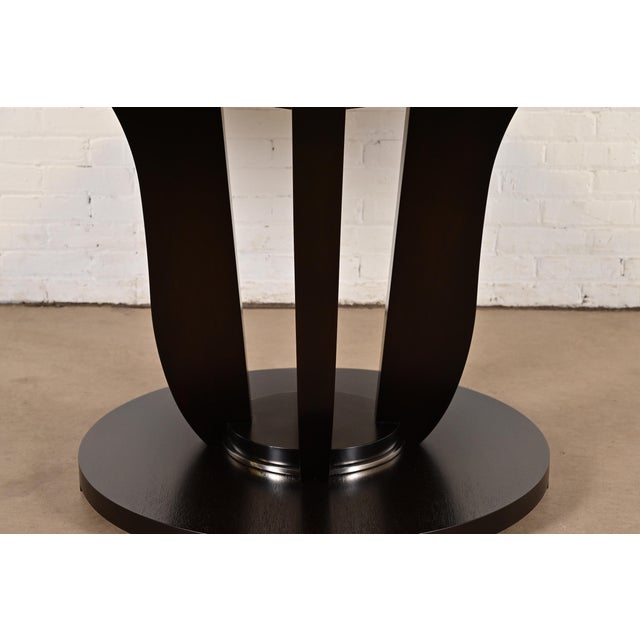 Wood Barbara Barry for Baker Furniture Modern Art Deco Mahogany Pedestal Dining Table, Newly Refinished For Sale - Image 7 of 9
