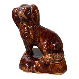 Antique Bennington or Rockingham Figural Spaniel Dog 10" Statue Sculpture