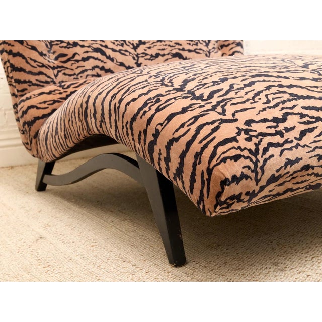 1950s Tiger Print Sculptural Chaise Lounge Newly Upholstered For Sale - Image 10 of 11