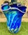Large Blue Swirl Ruffled Handkerchief Art Glass Vase | Studio Glass Fazzoletto 15"h Artist Signed For Sale - Image 15 of 18