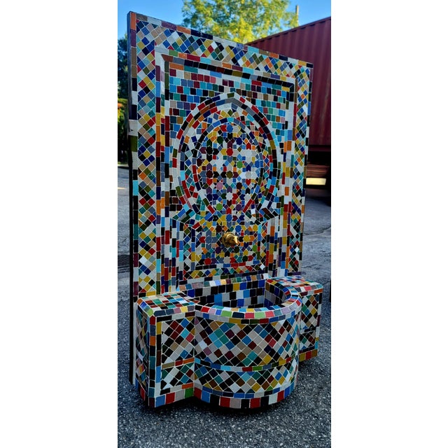 Moroccan Multicolor Handmade Moroccan Mosaic Tile Fountain / Patchwork Style For Sale - Image 3 of 7