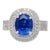 4.73 Carat Grs Certified Oval Blue Sapphire & Double Diamond Halo Ring Size 9 For Sale