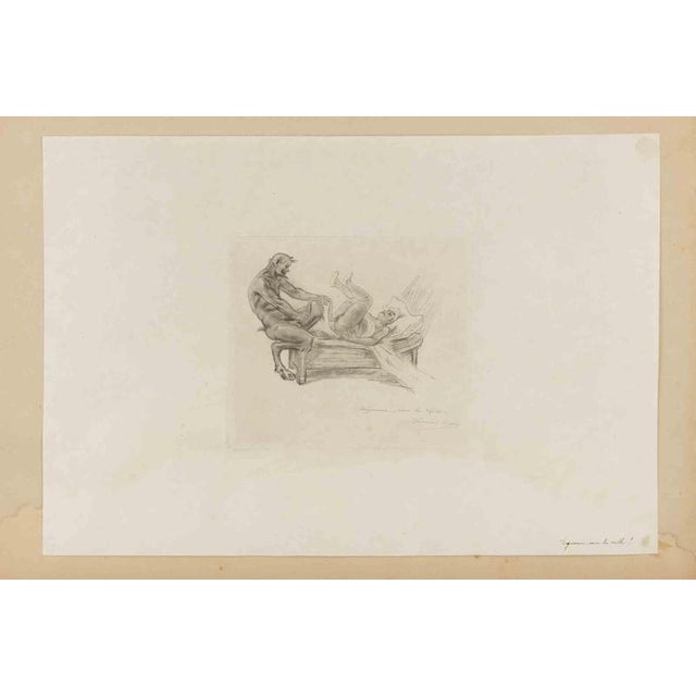Hollywood Regency Félicien Rops, Nude, Mignonne, Voici La Vrille!, 1880s, Etching For Sale - Image 3 of 4