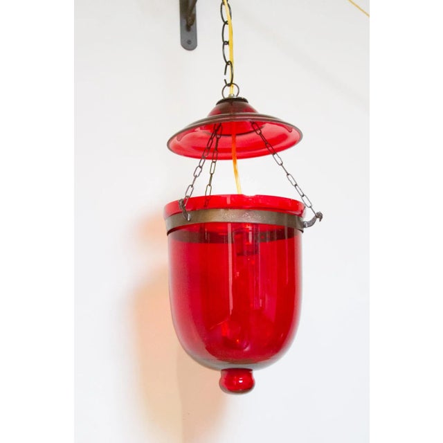 1990s Persian Red Pendant Glass Lantern For Sale - Image 5 of 7