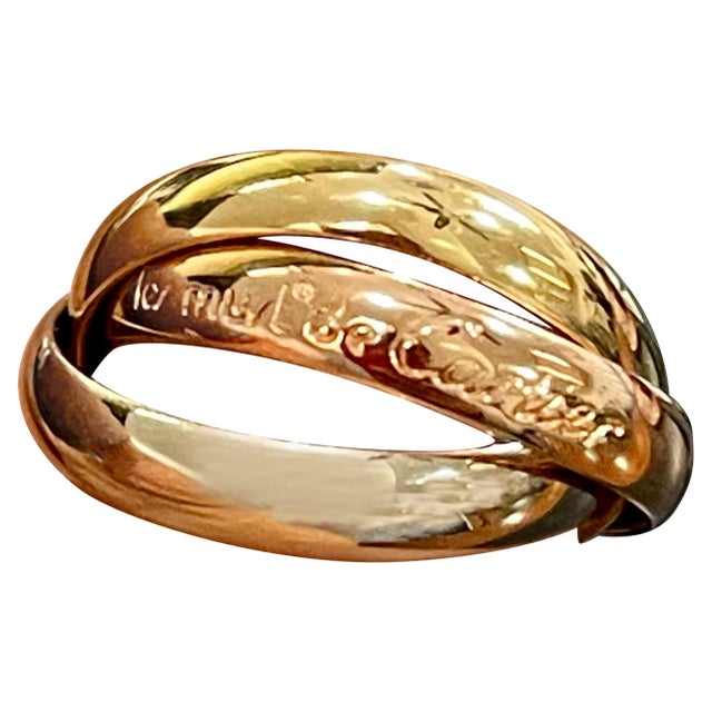 Cartier Trinity Tri-Color White, Yellow Rose, 18 Karat Gold Rolling Rings For Sale - Image 15 of 18
