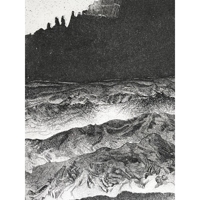 Vintage original artist proof abstract landscape etching. Artist signed lower right dated 1977 initialed AP artist proof...