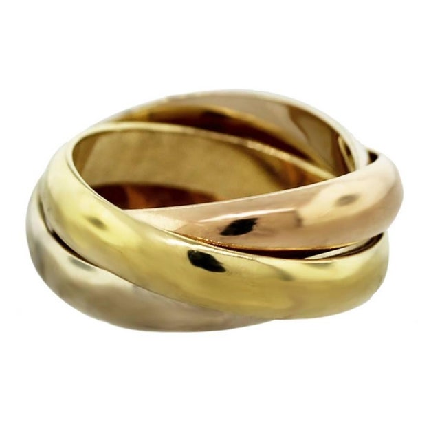 Cartier Trinity Tri-Color White, Yellow Rose, 18 Karat Gold Rolling Rings For Sale - Image 16 of 18