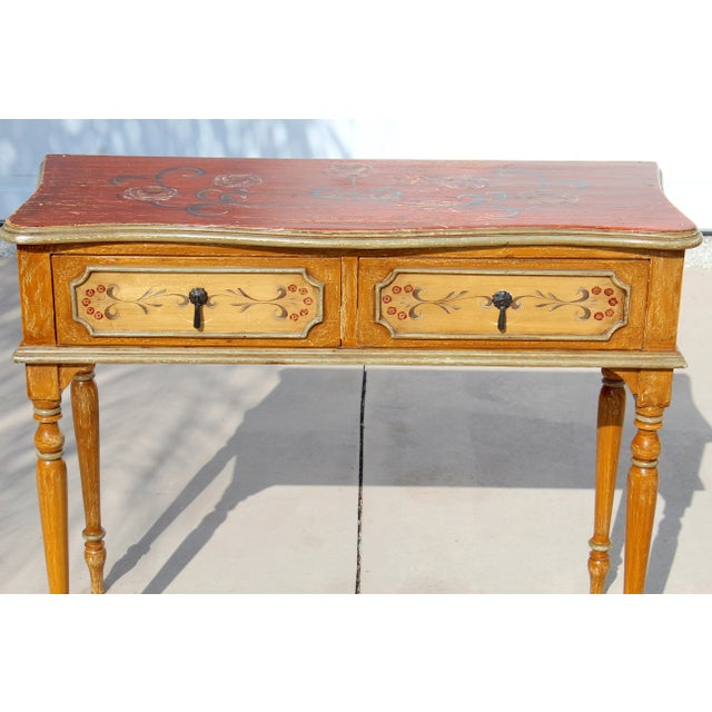 1990s Italian Florentine Style Paint-Decorated Console Table For Sale - Image 5 of 14