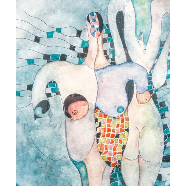 Ermanno Metelerkamp, Nude, Figures of the Forest, 1974, Watercolor and Ink on Paper, Framed For Sale - Image 12 of 14