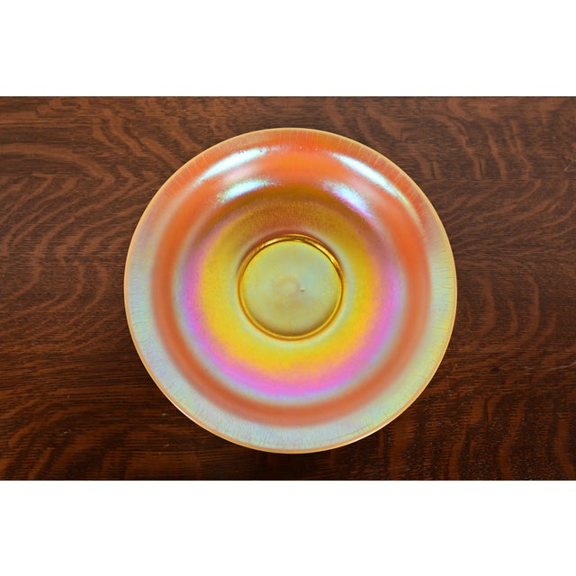 Steuben Glass Steuben Gold Aurene on Calcite Large Iridescent Art Glass Fruit Bowl or Center Bowl For Sale - Image 4 of 12