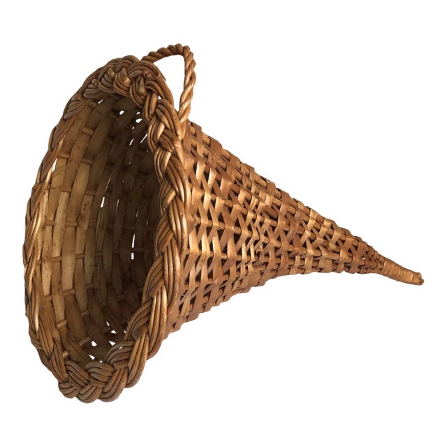 Vintage Cornucopia Basket For Sale