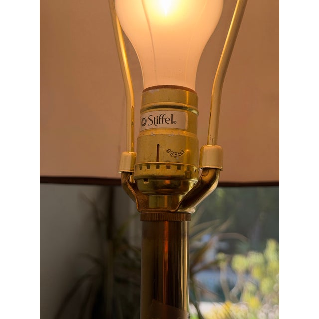 Mid 20th Century Vintage Stiffel Brass Neoclassical Baluster Table Lamps With Black Empire Shades - a Pair For Sale - Image 5 of 12