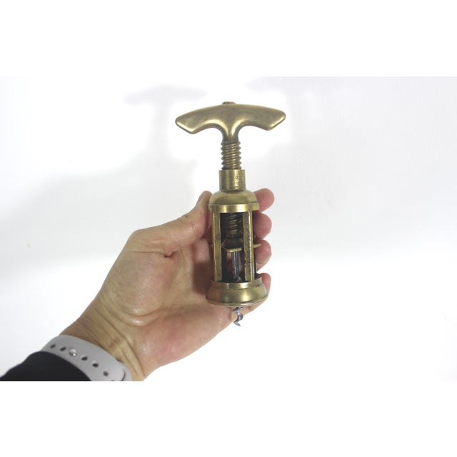 Vintage Brass Corkscrew, Wine Opener, Bar Tool, Screw Pull, Wine Key, Solid Brass, Bar Cart Styling, Gift for Him, Wine Lover For Sale - Image 10 of 11