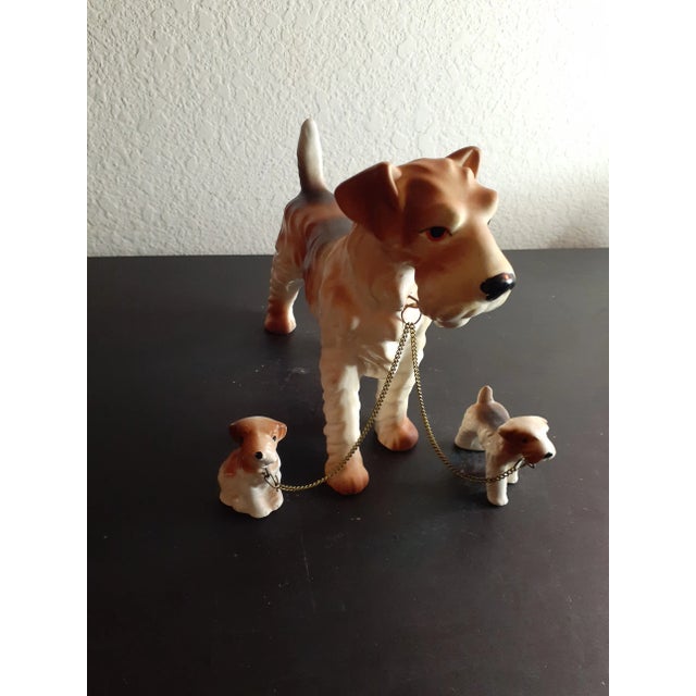1960s Vintage Bisque Airedale Terrier Doggie With Pups Figurines For Sale - Image 5 of 6