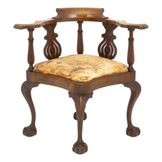 Chippendale Style Mahogany Corner Chair For Sale