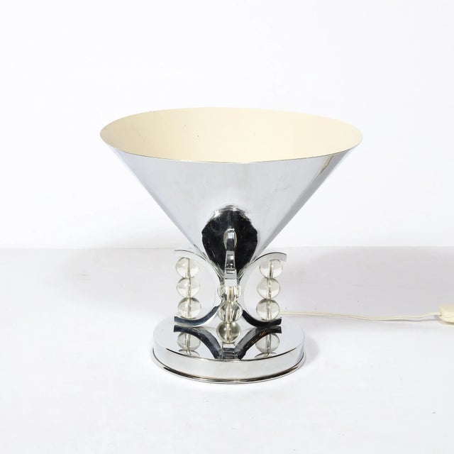 Chrome 1935 Art Deco Conical Uplight Table Lamp in Chrome With Stacked Glass Ball Detailing For Sale - Image 8 of 11
