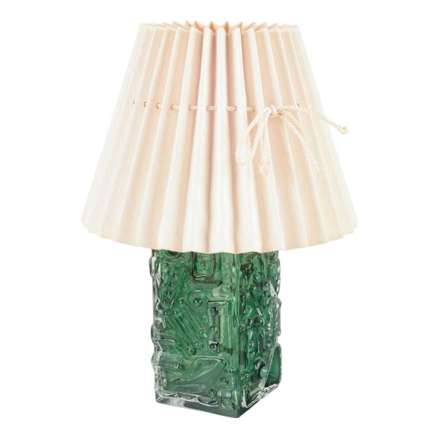 Czech Art Glass Table Lamp in Molded Glass by Josef Schott, 1970s For Sale