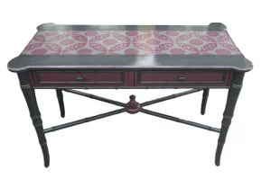 Lacquered & Stenciled Faux Bamboo Console