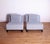 Sensational pair of Holly Hunt slipper chairs in luxurious mohair velvet. Beautiful sky blue color. Expert stitching. Each...