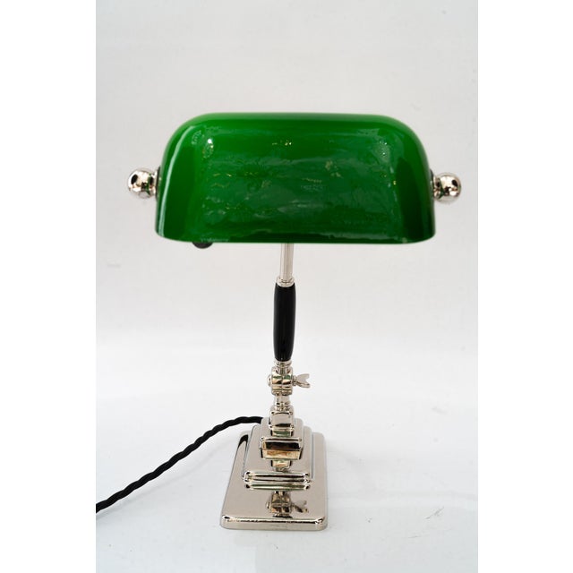 Art Deco Banker Lamp with Green Glass Shade, Vienna, Austria, 1920s For Sale - Image 10 of 18
