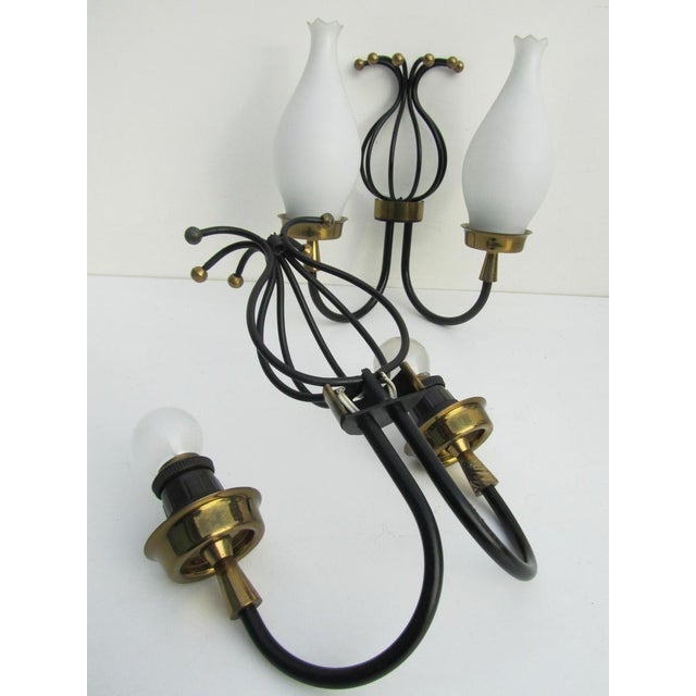 Black Wall Light Sconces attributed to Angelo Lelii for Arredoluce, Italy, 1950s, Set of 2 For Sale - Image 8 of 12