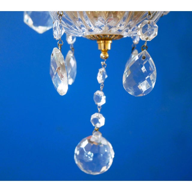 Small Vintage Crystal and Glass Chandelier, 1950s For Sale - Image 6 of 12