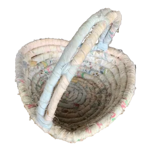 Vintage Heart Shaped Rag Basket With Handle