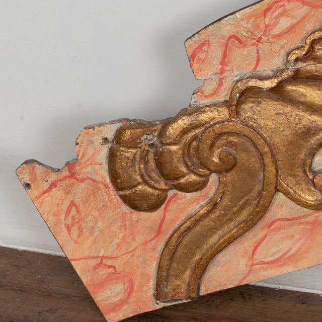 Baroque Late 18th Century Large Original Painted Architectural Fragment From Portugal For Sale - Image 3 of 12
