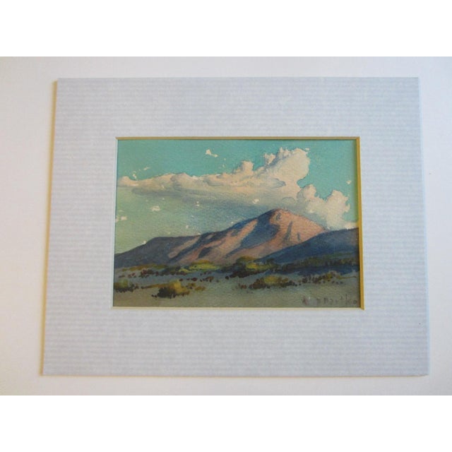 Contemporary William J Bartko Desert Landscape Signed Watercolor Guache Mountain View For Sale - Image 3 of 11