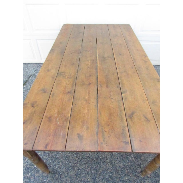 Antique English Rustic Pine Farm Table For Sale - Image 15 of 18